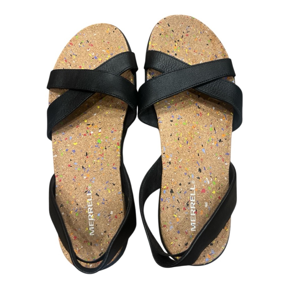 Merrell Napa Valley Sling women's sandal in black with a cork sole. New